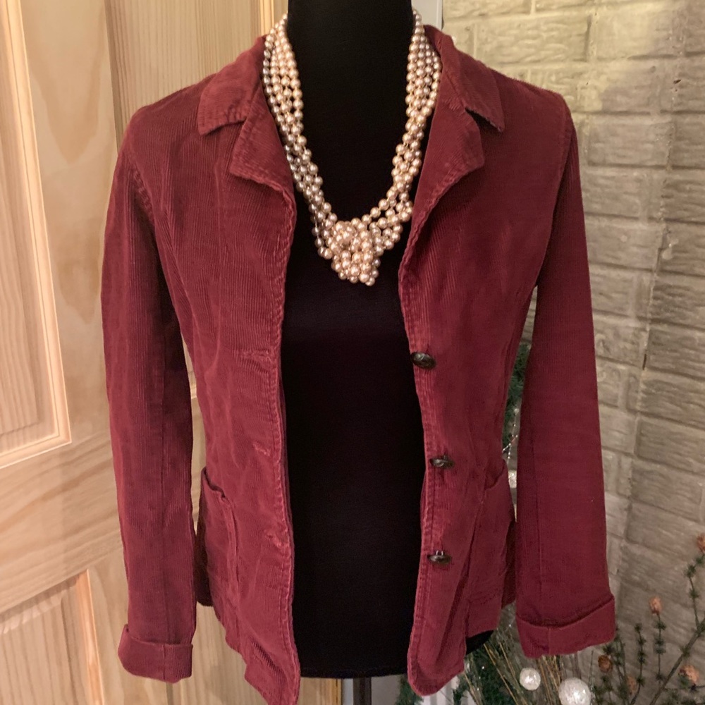 🔵 Steve & Barry’s Corduroy Jacket Burgundy Sz M
